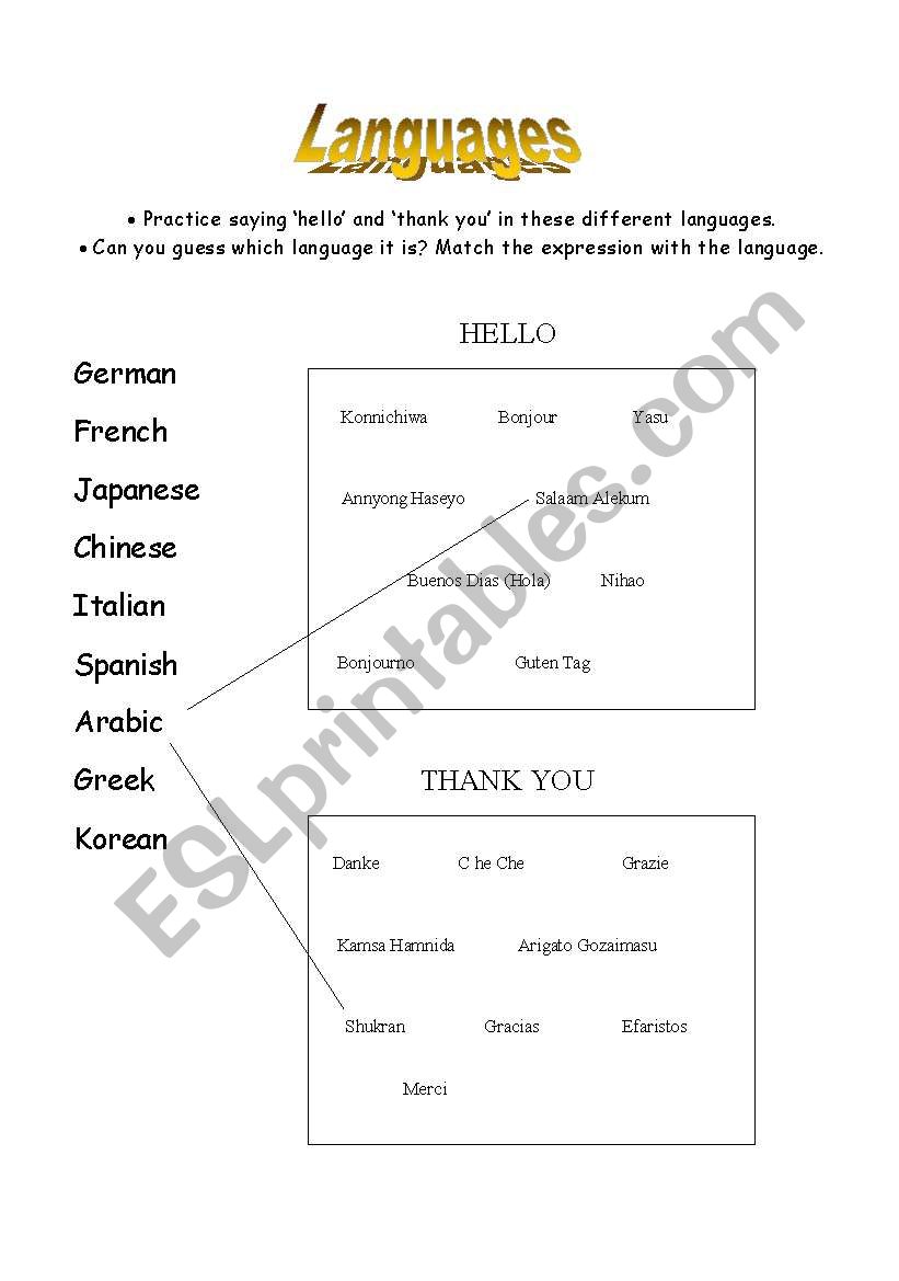 Languages worksheet