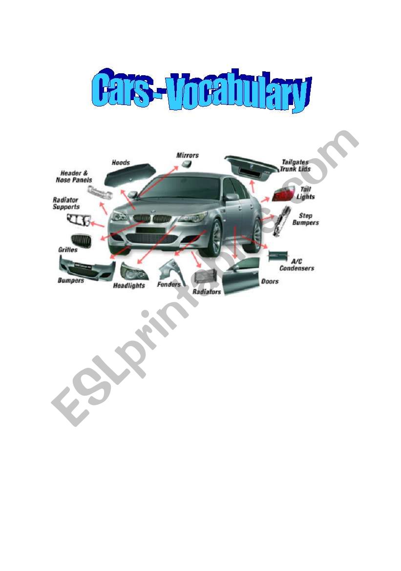 CARS - Vocabulary worksheet