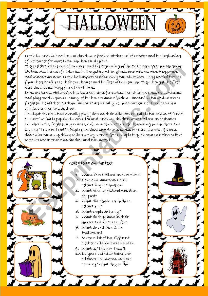 Halloween Text - ESL worksheet by coyote.chus