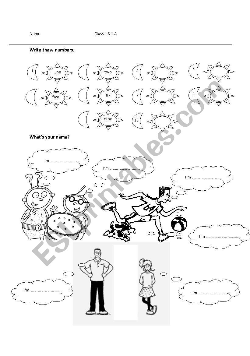 numbers and greeting worksheet