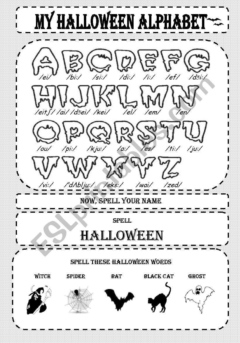 MY HALLOWEEN ALPHABET ESL Worksheet By Eowen