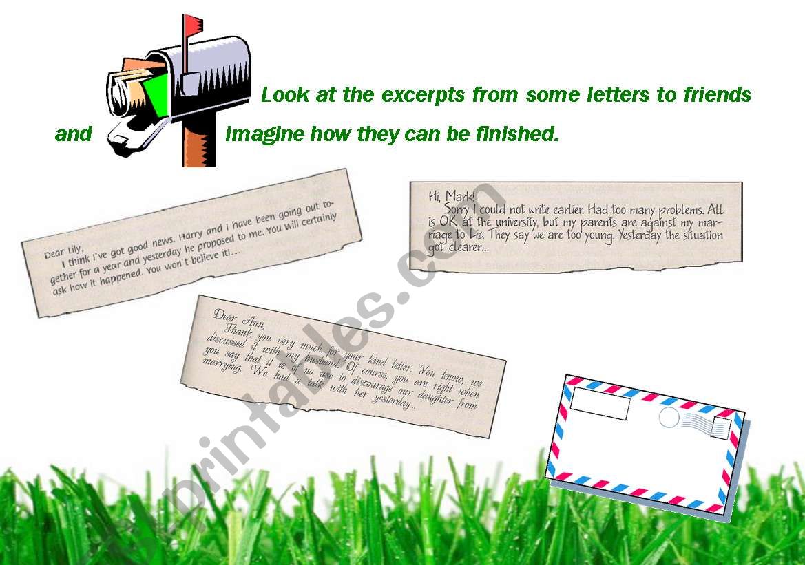 Letters to friends. worksheet