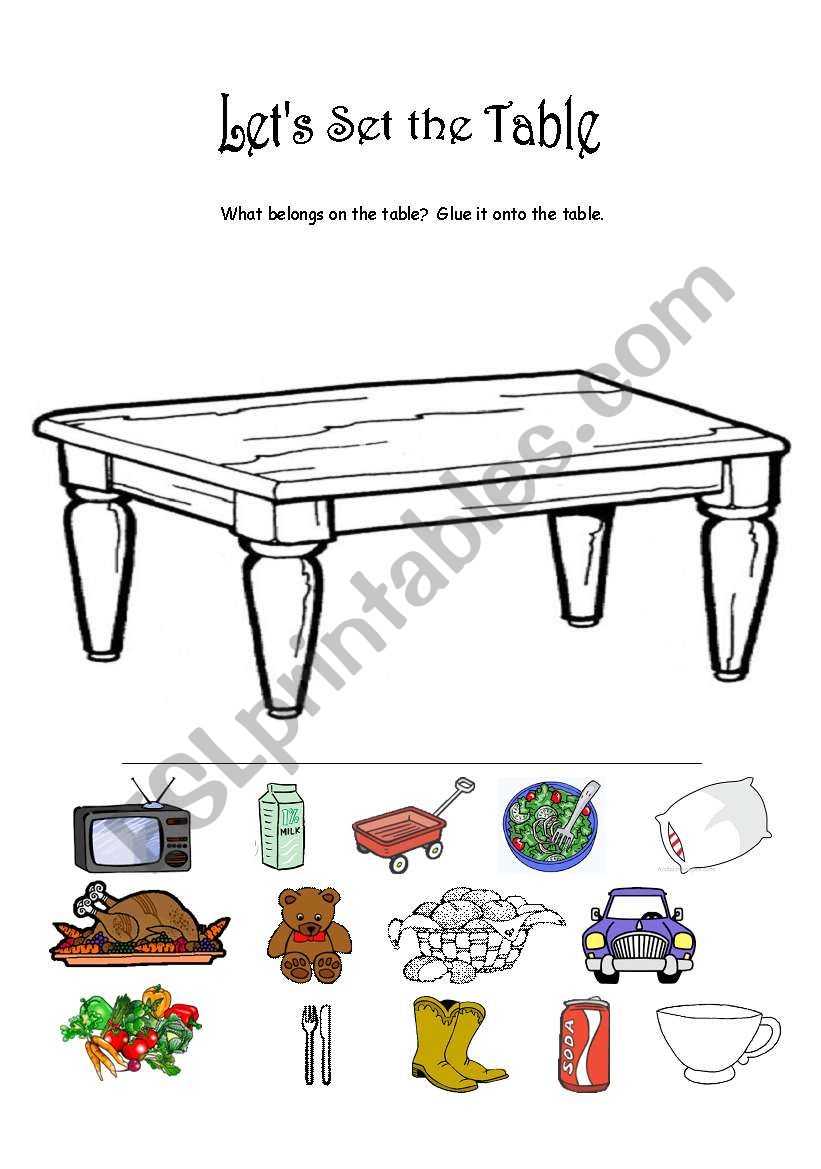 Lets Set the Table worksheet