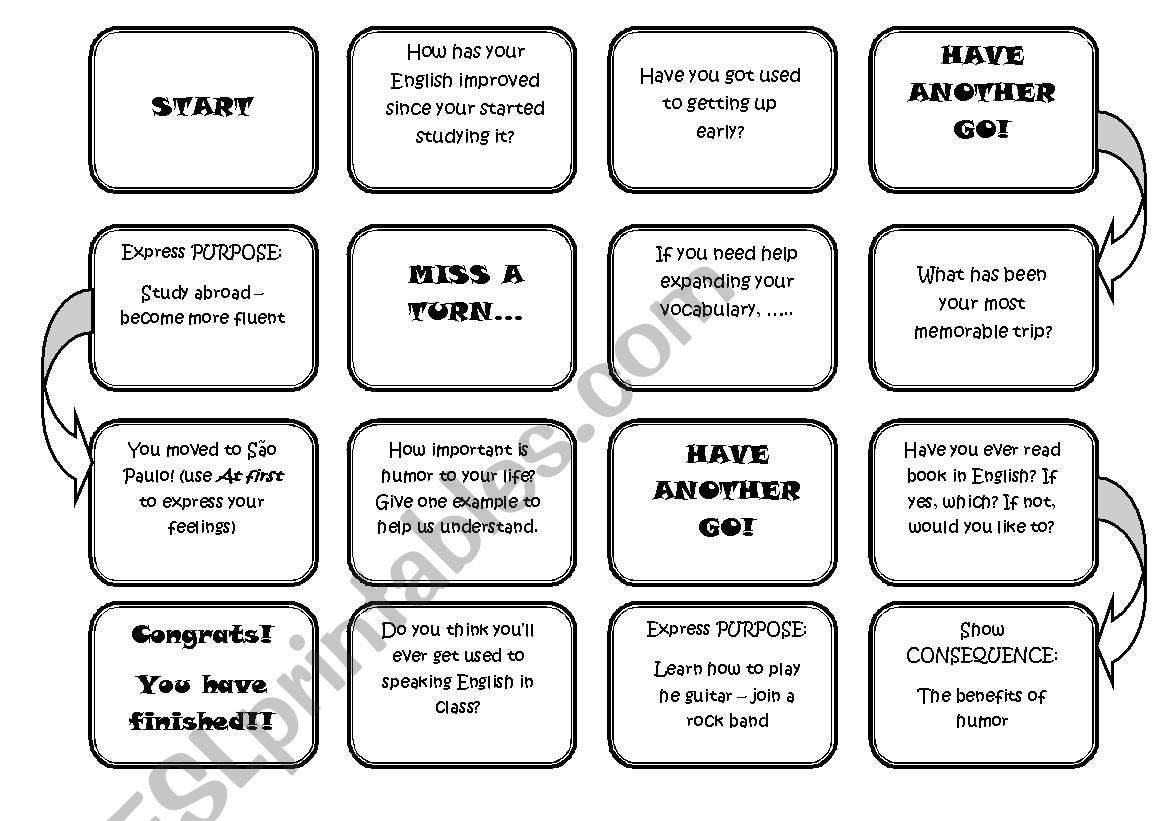 Upper Intermediate Conversation Game ESL Worksheet By Pganzer