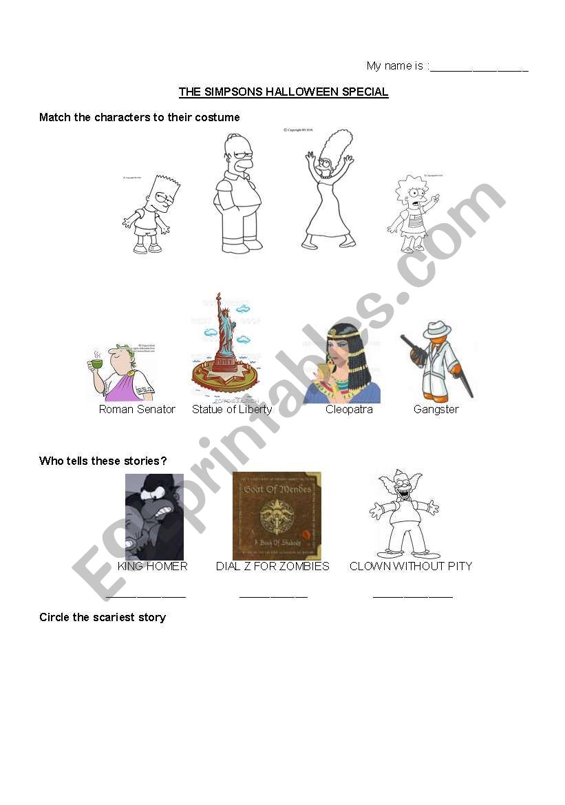 Halloween The simpsons worksheet