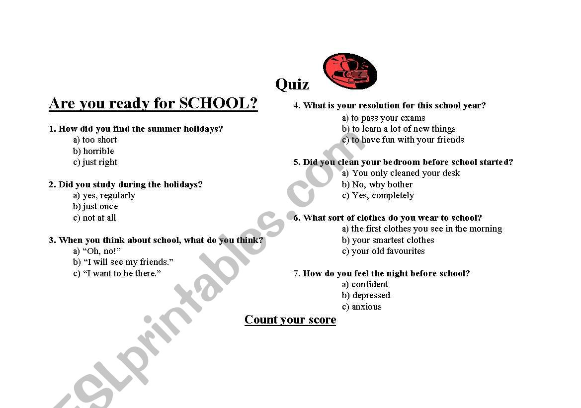 Are you ready to school? worksheet