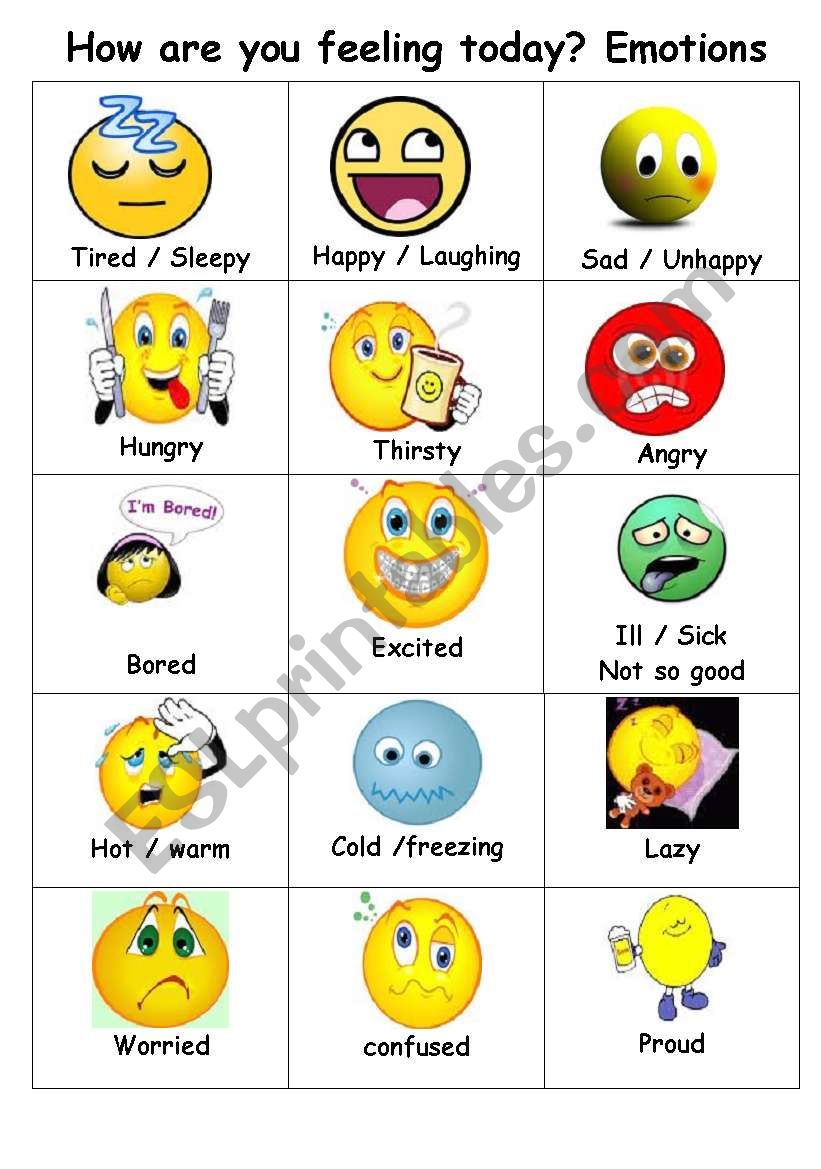 Feelings Emotions - ESL worksheet by yetigumboots
