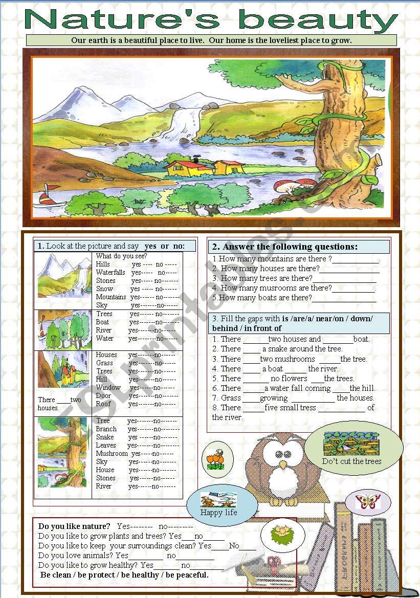 environment natures beauty esl worksheet by jhansi