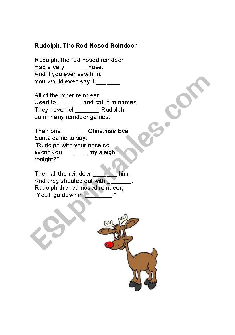 Rudolph the Red-Nosed Reindeer Cloze worksheet