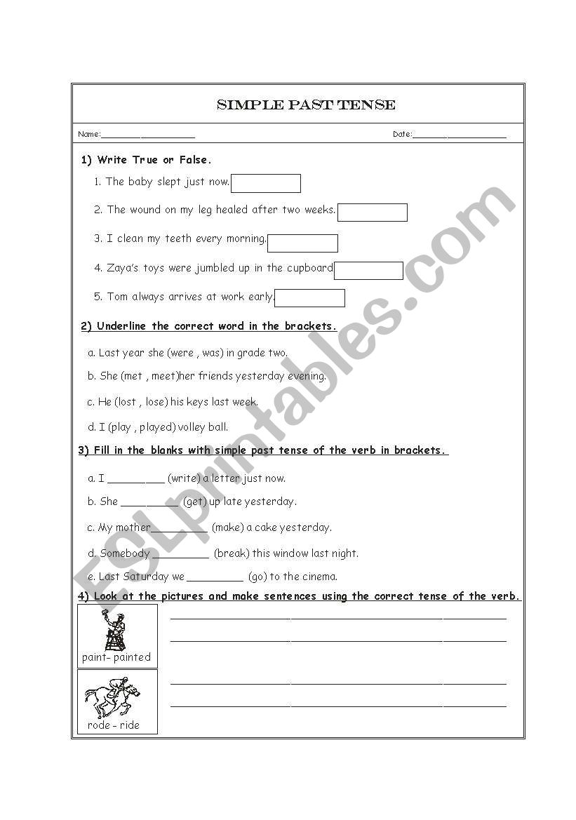 simple past tense worksheet