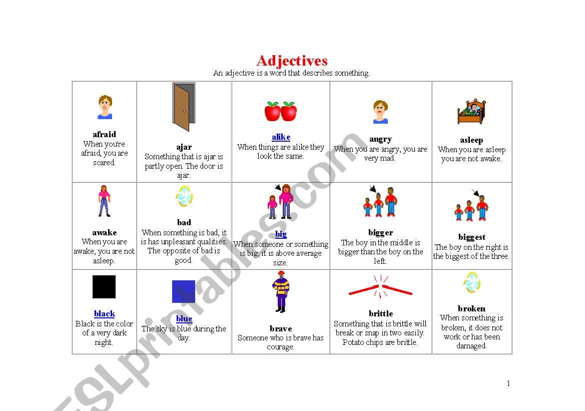 adjectives worksheet