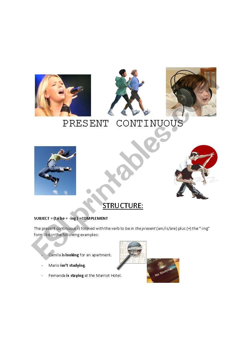 PRESENT CONTINUOUS, STRUCTURE AND USES