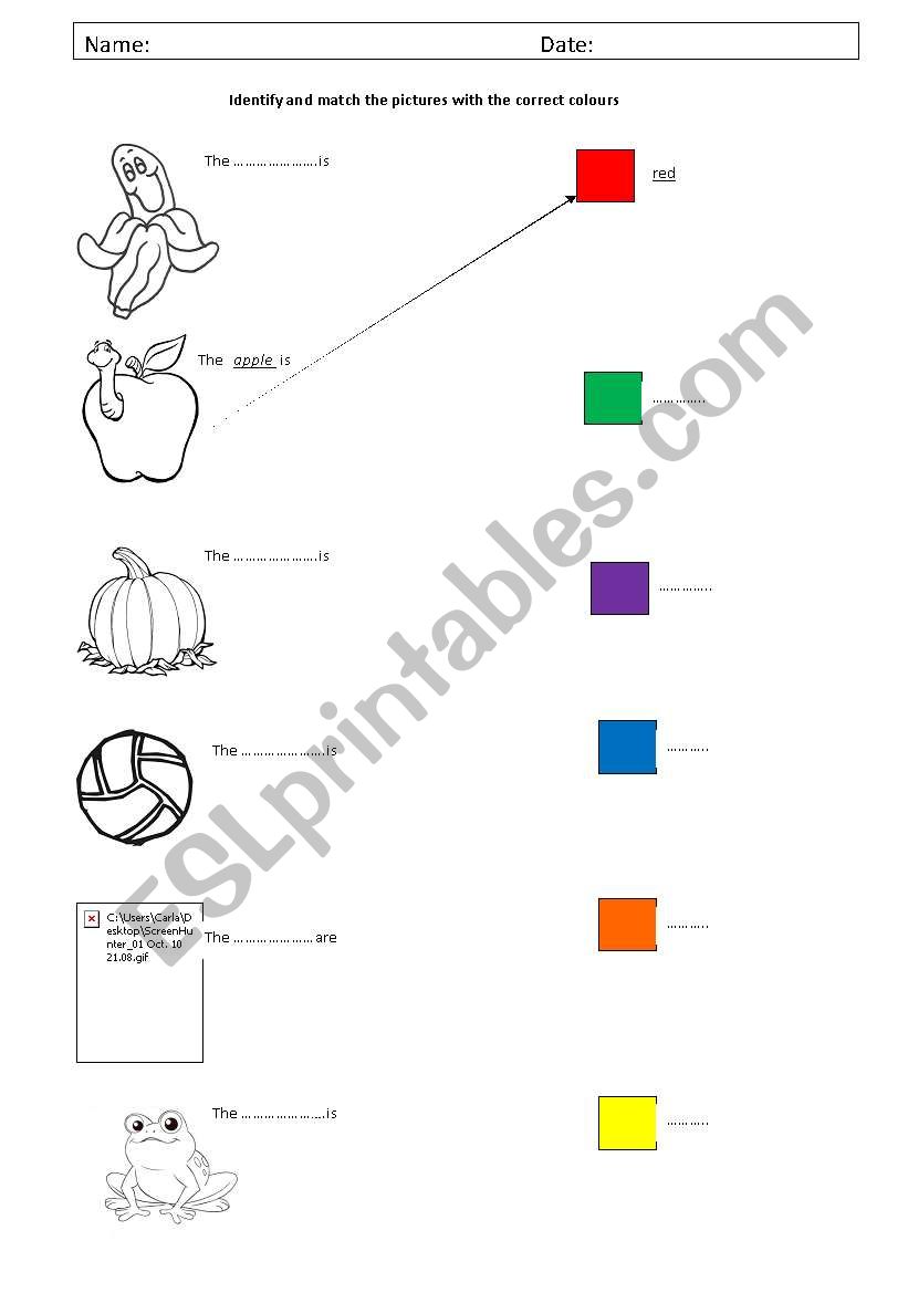 colours and objects worksheet