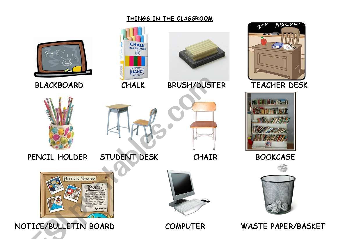 THINGS IN THE CLASSROOM worksheet
