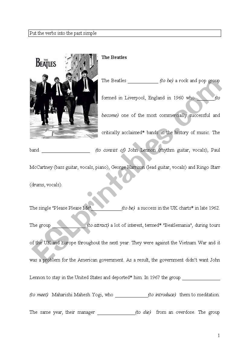 Beatles worksheet