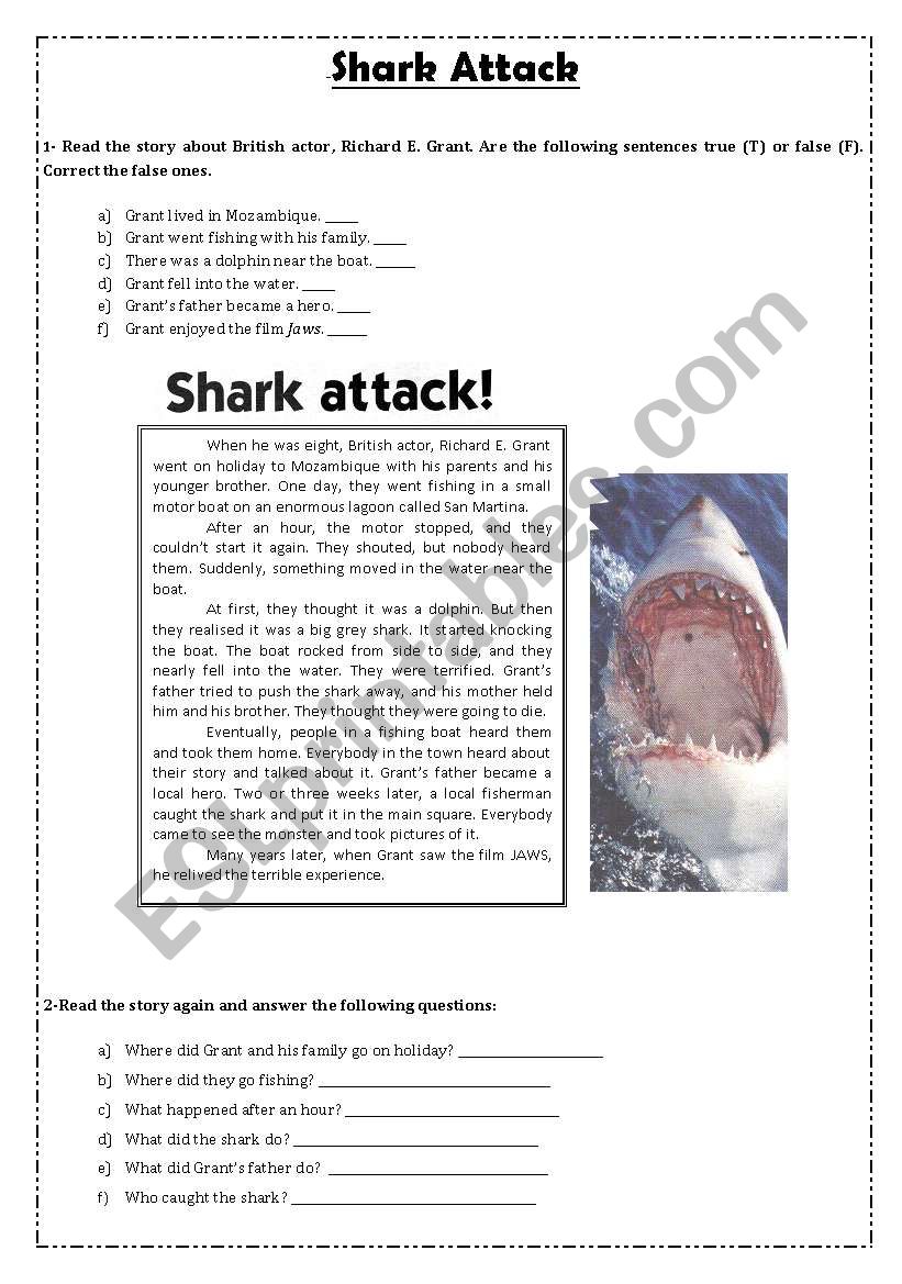 shark-attack-esl-worksheet-by-danis