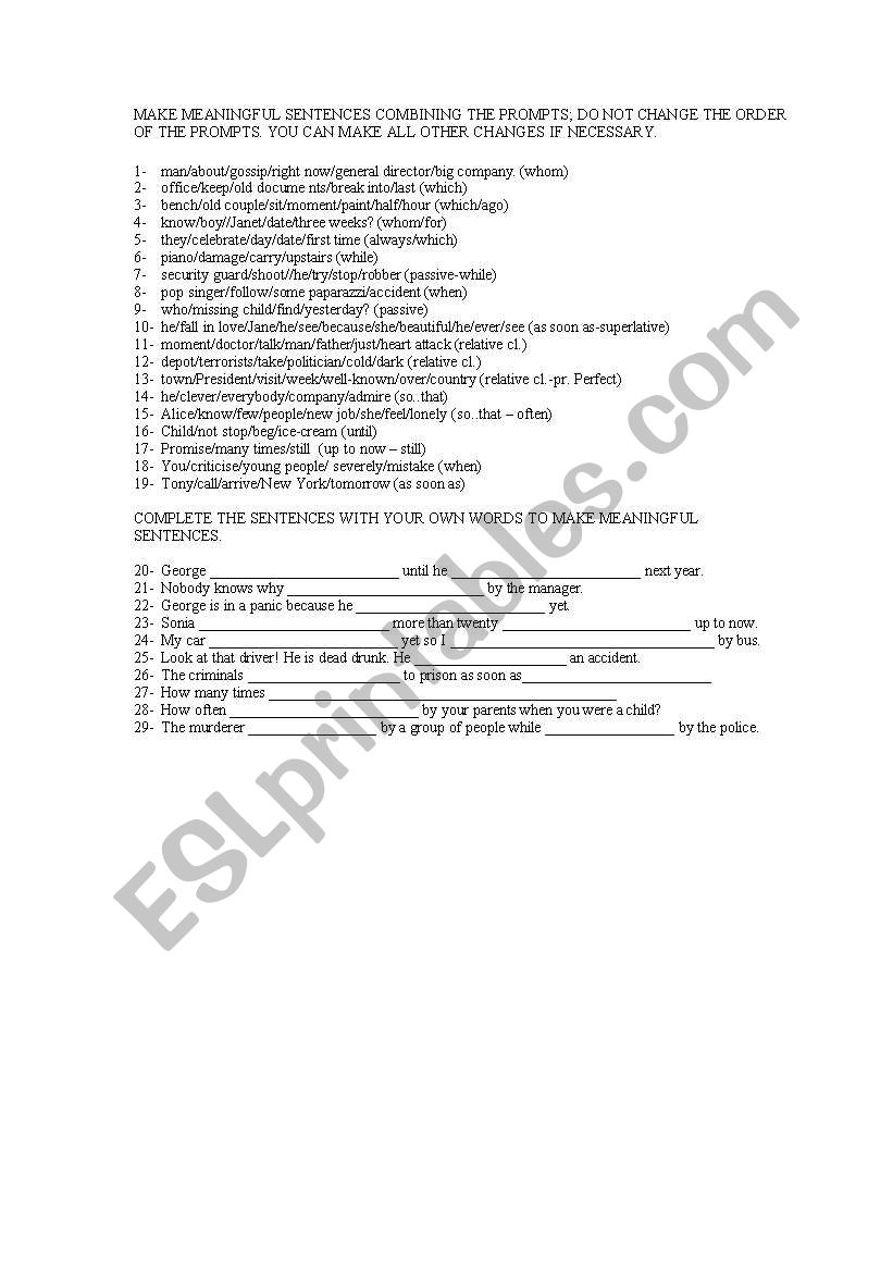 MIXED GRAMMAR worksheet