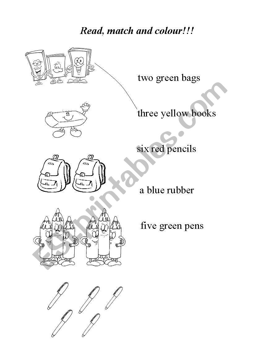 School objects worksheet