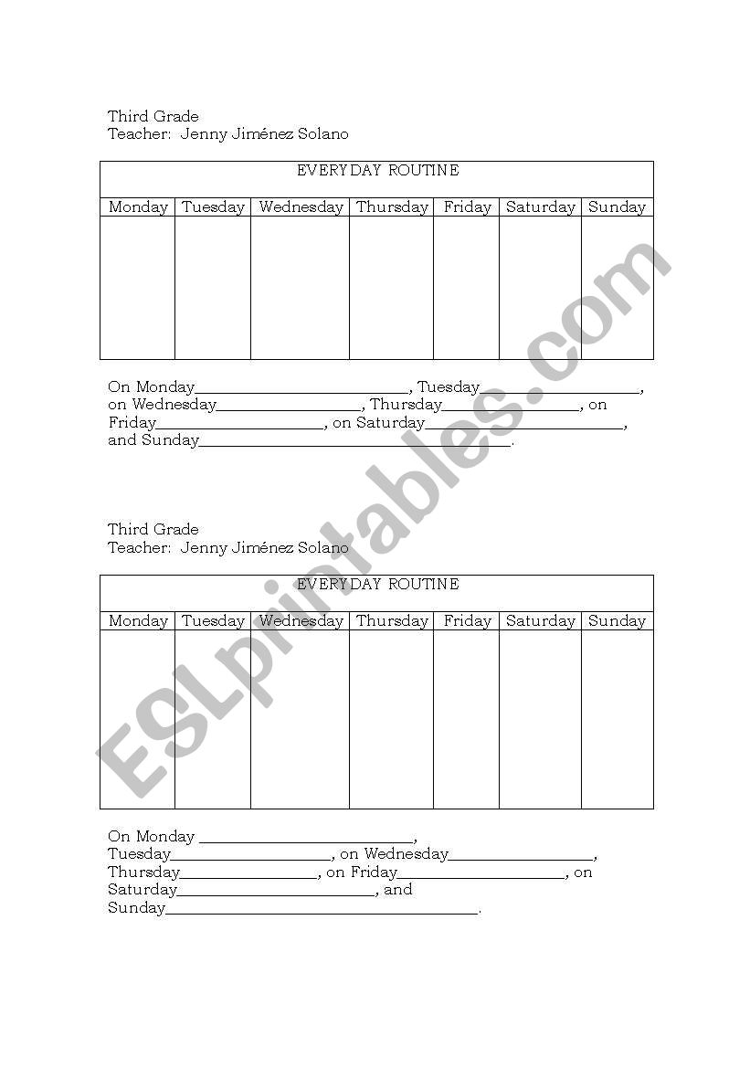 daily routine worksheet