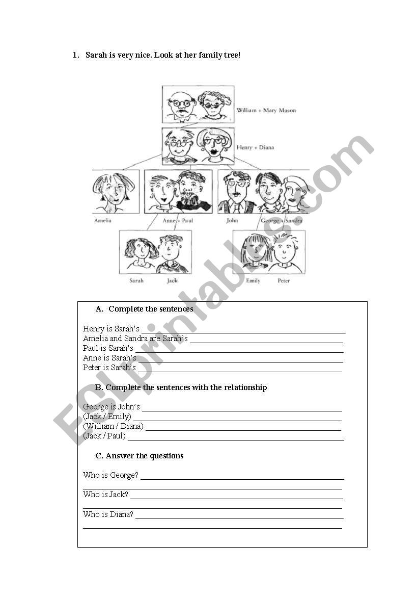 Family Vocabulary worksheet