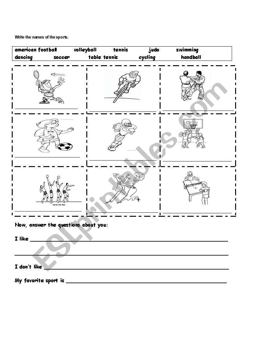 SPORTS worksheet