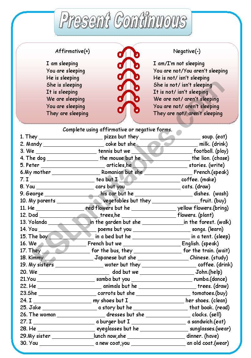 Present Continuous worksheet