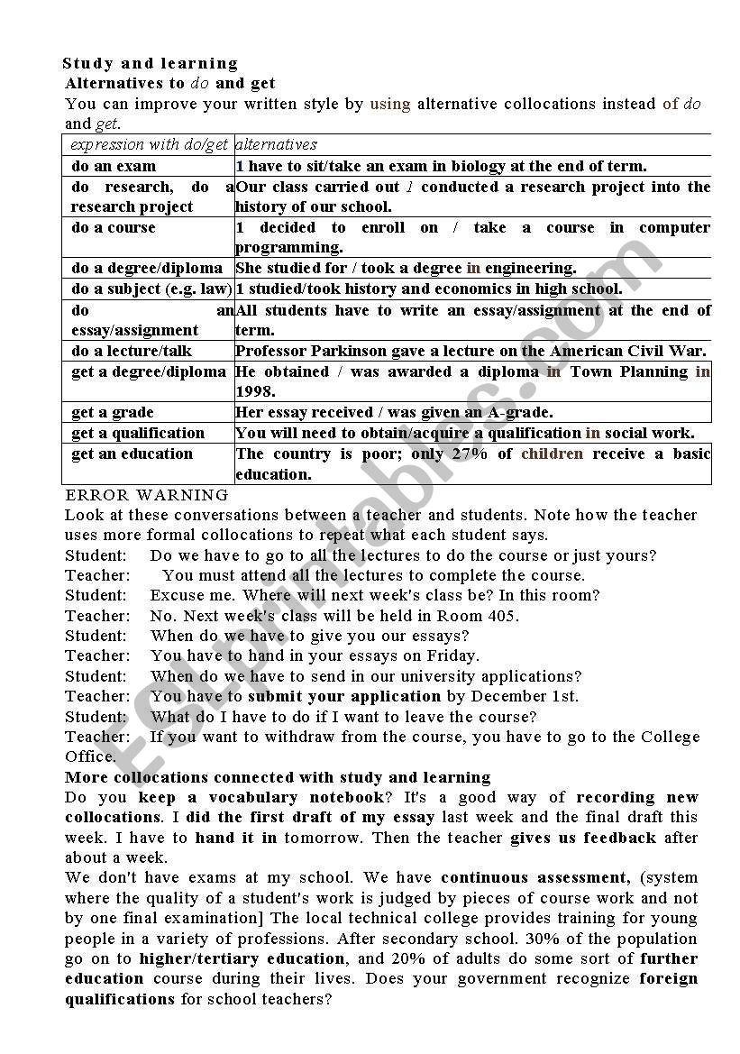 education worksheet