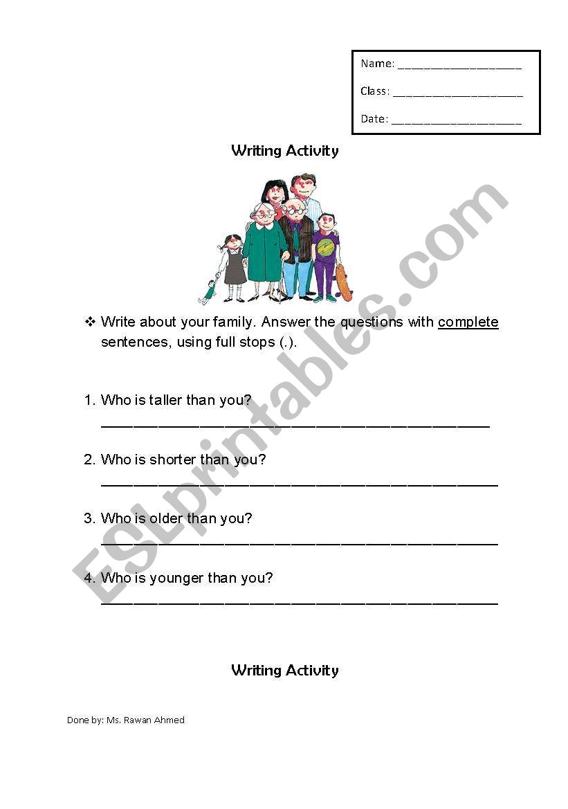 Family worksheets  worksheet
