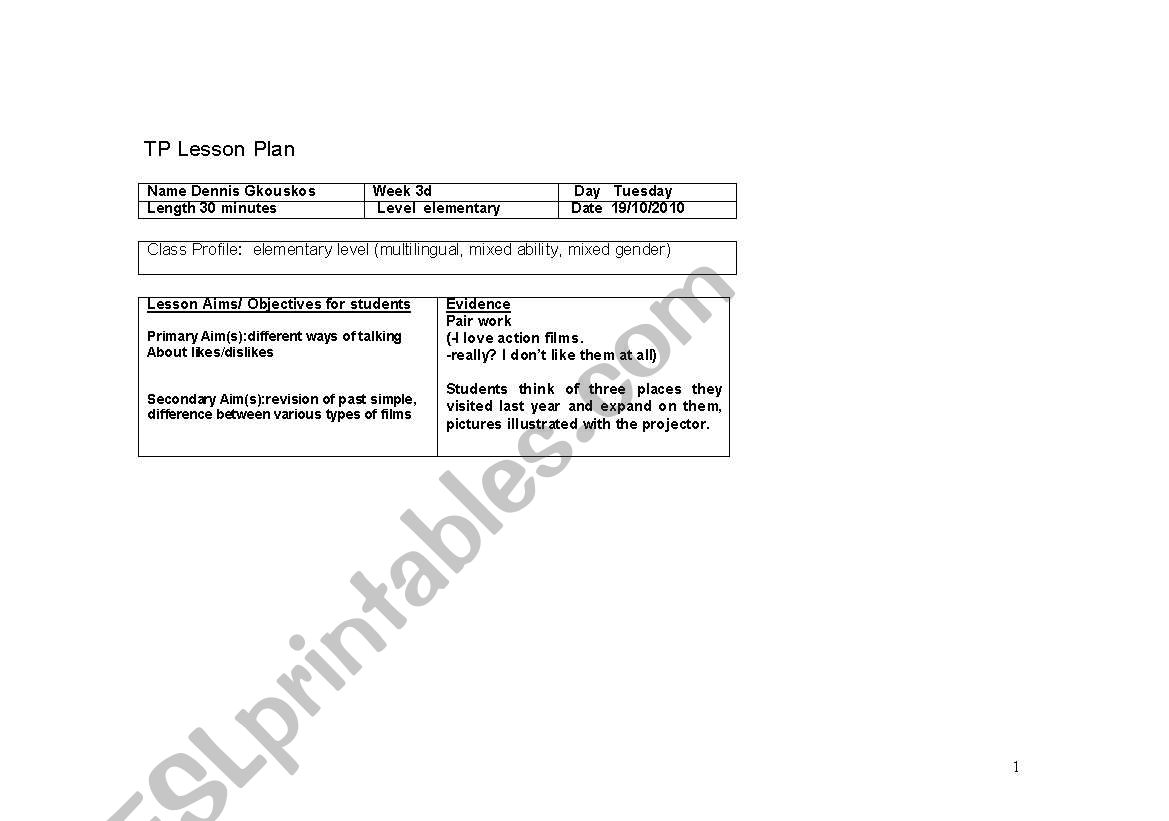 teacher practise  worksheet