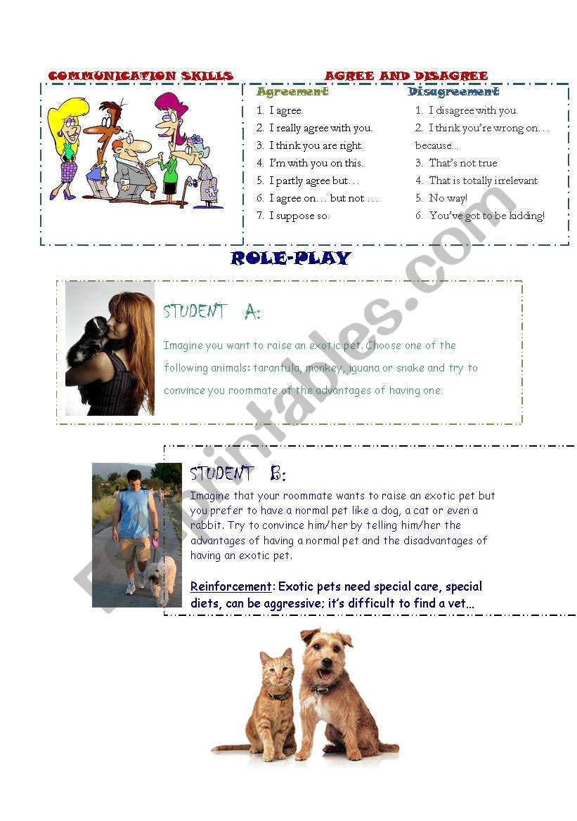 Agree and disagree + role play activity - ESL worksheet by blanmuse