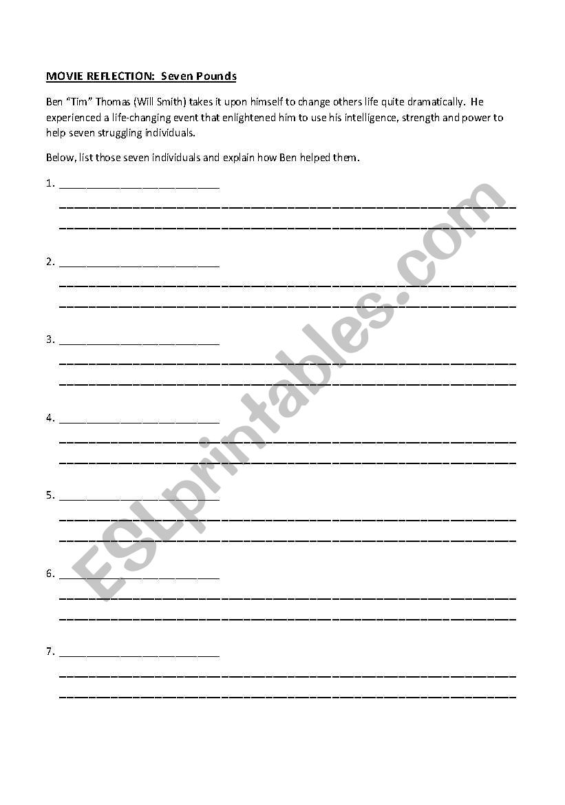 Seven Pounds worksheet