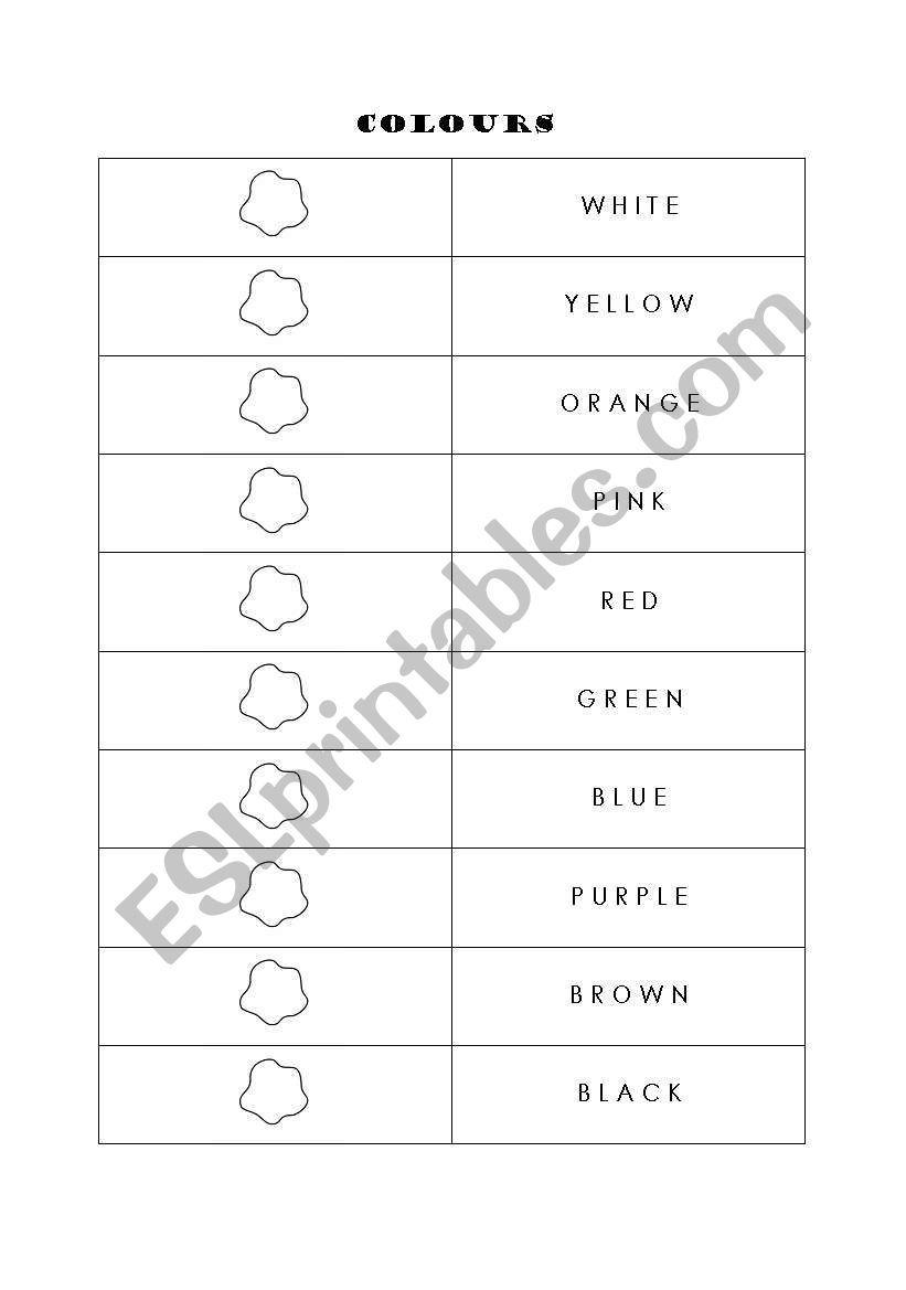 Colours  worksheet