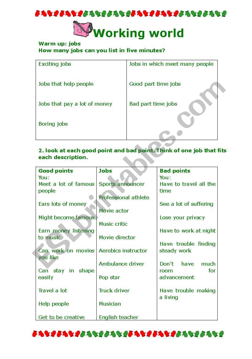 working world worksheet