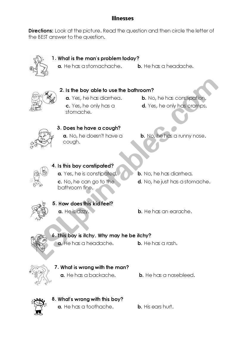 illnesses worksheet