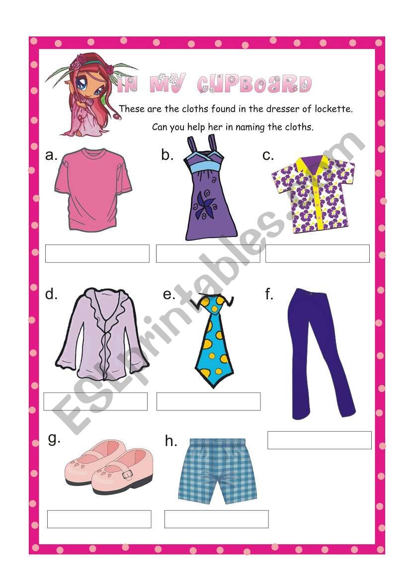 Cloths worksheet