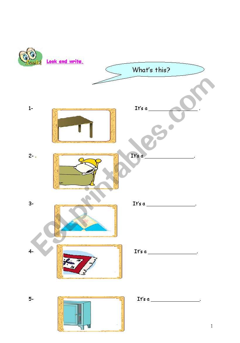 furniture worksheet