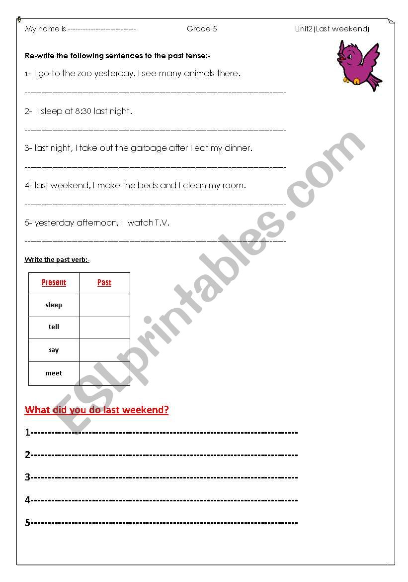 past simple worksheet