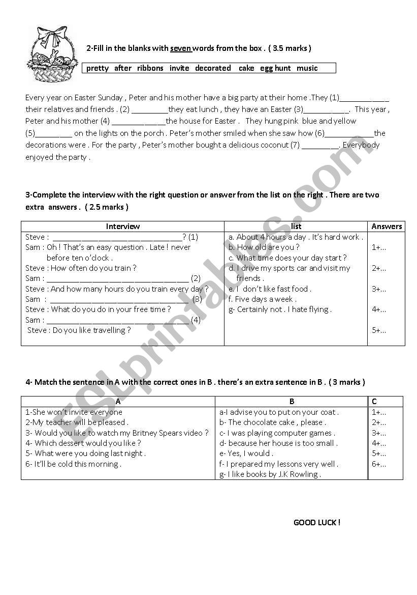 Mid - Test N2   Grade 8  worksheet