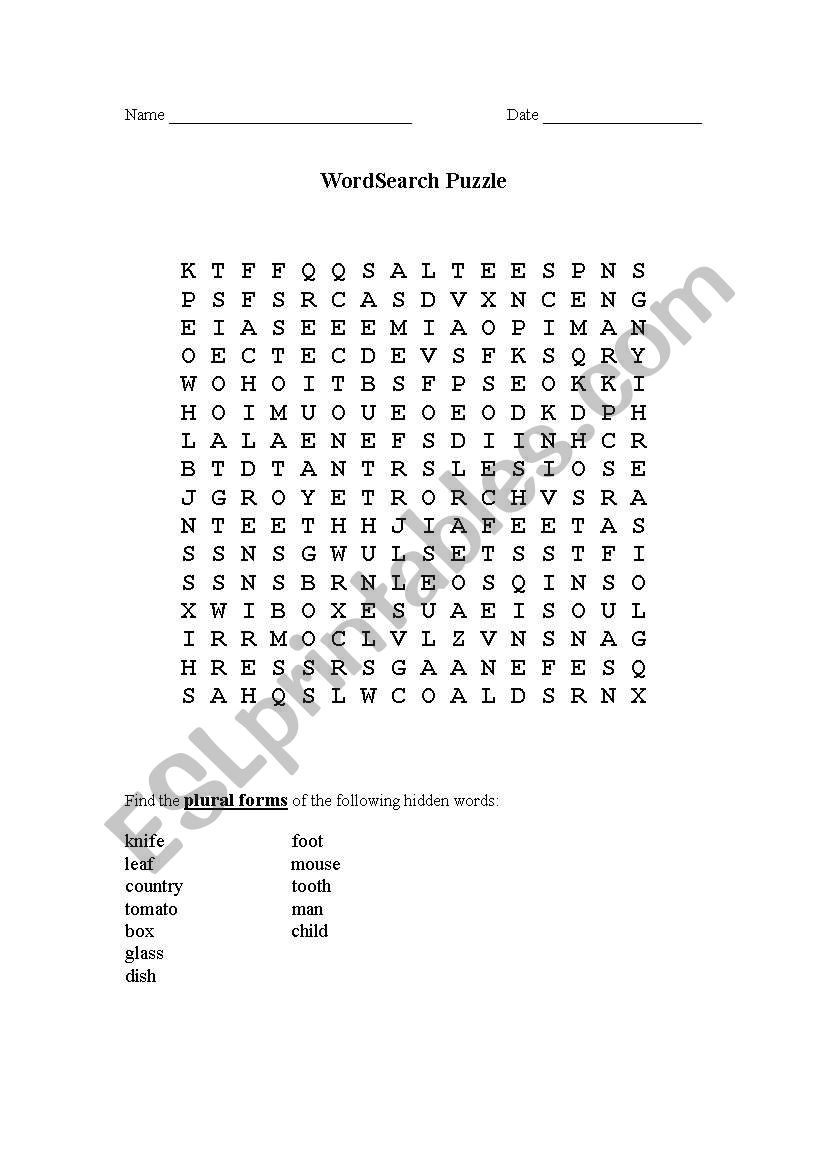 irregular plurals worksheet