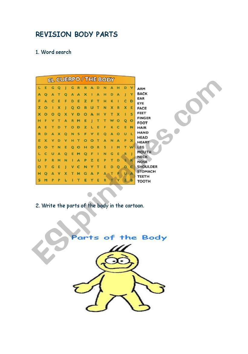 Revision Body Parts worksheet