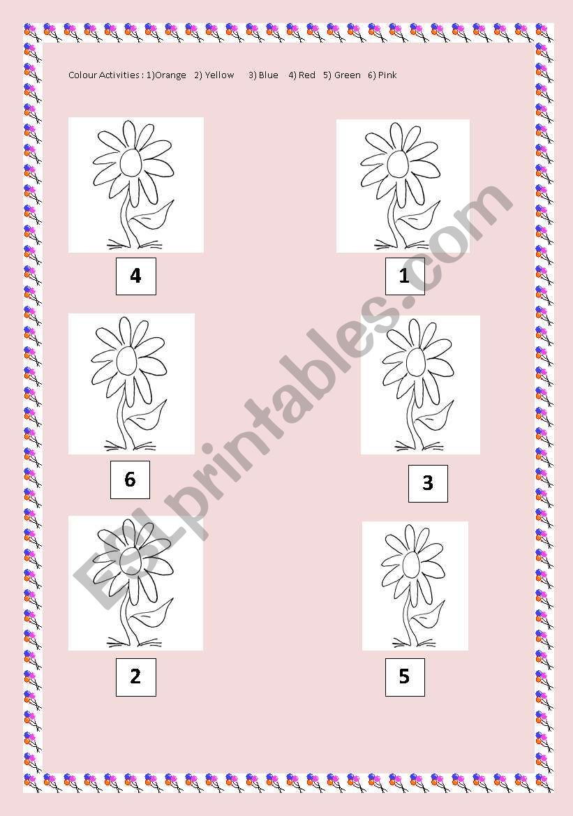 Colours and Numbers worksheet