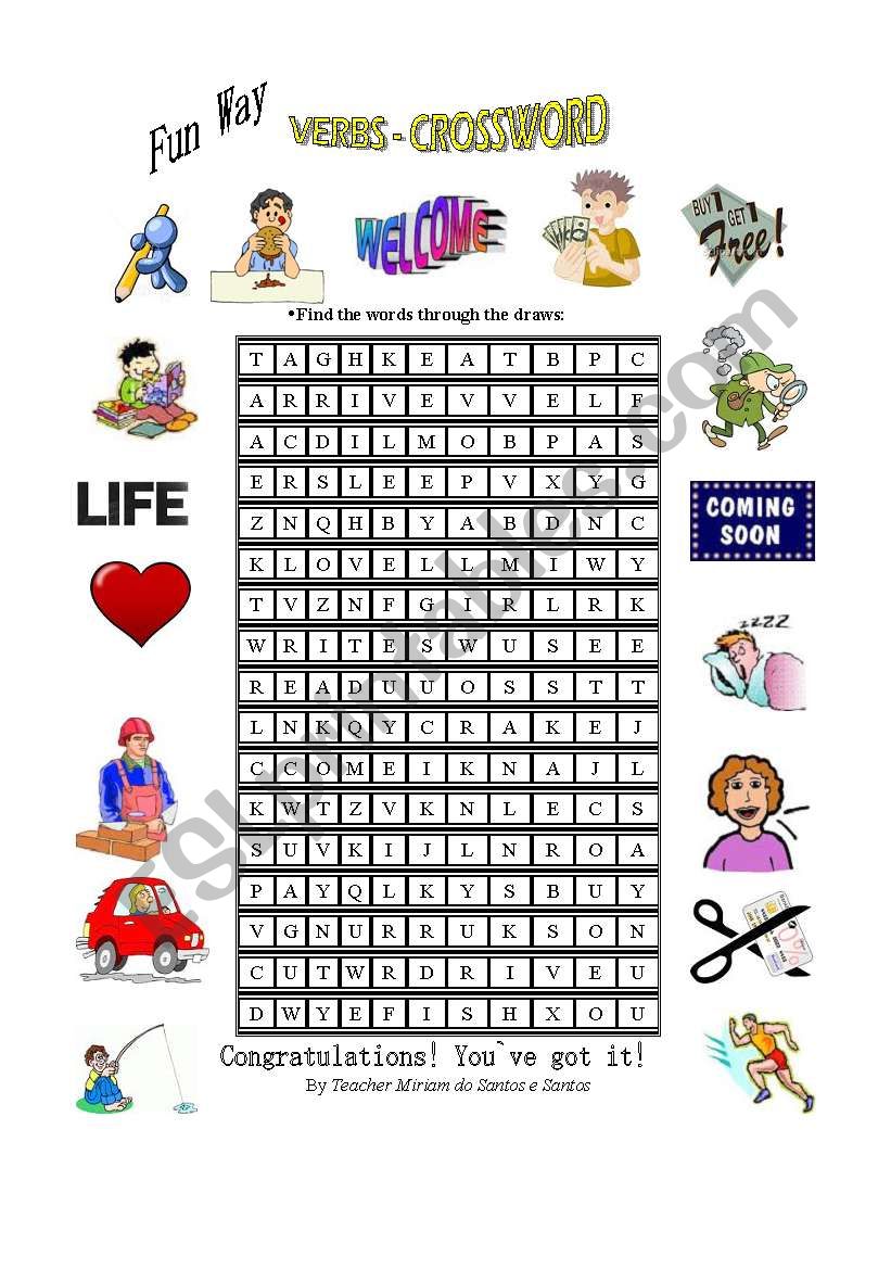 Crosswords Verbs worksheet