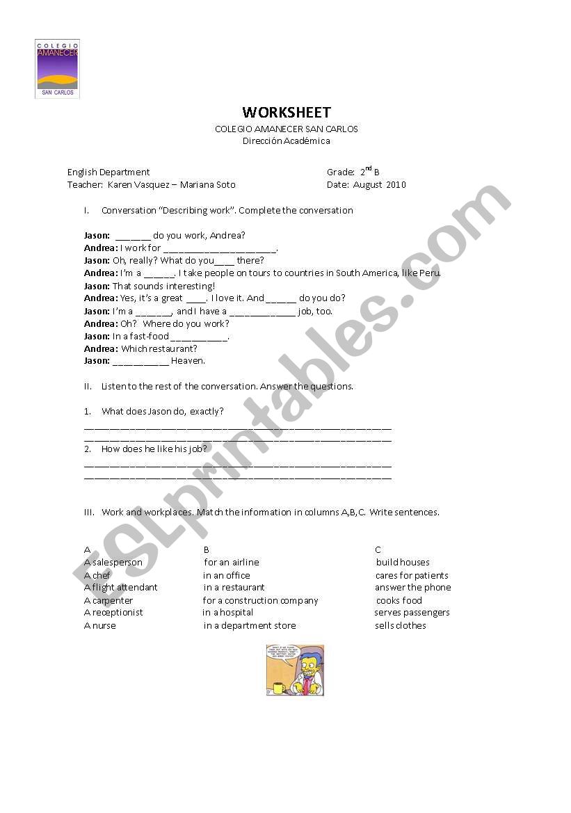 jobs worksheet