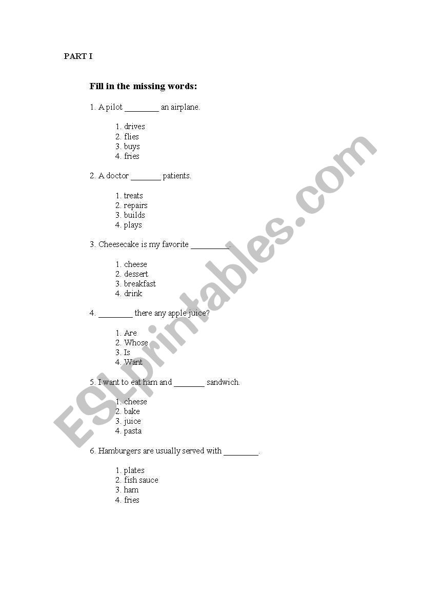 Pop-quizz worksheet