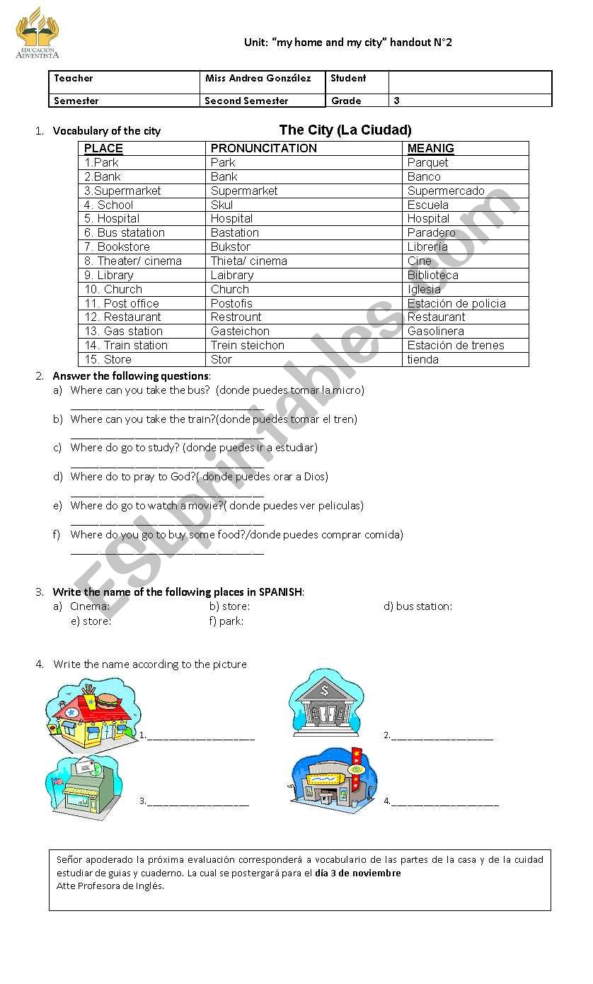 my city worksheet