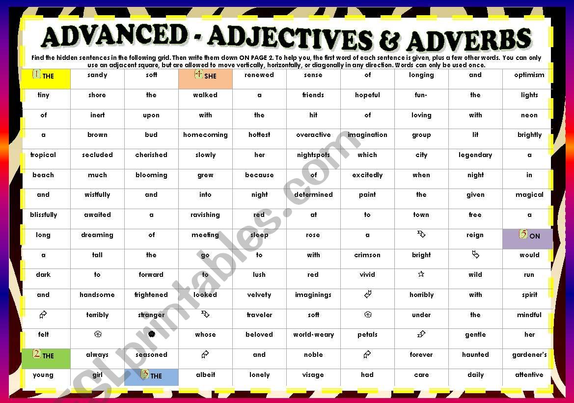 Adjectives Adverbs ADVANCED ESL Worksheet By Hieu ngoc