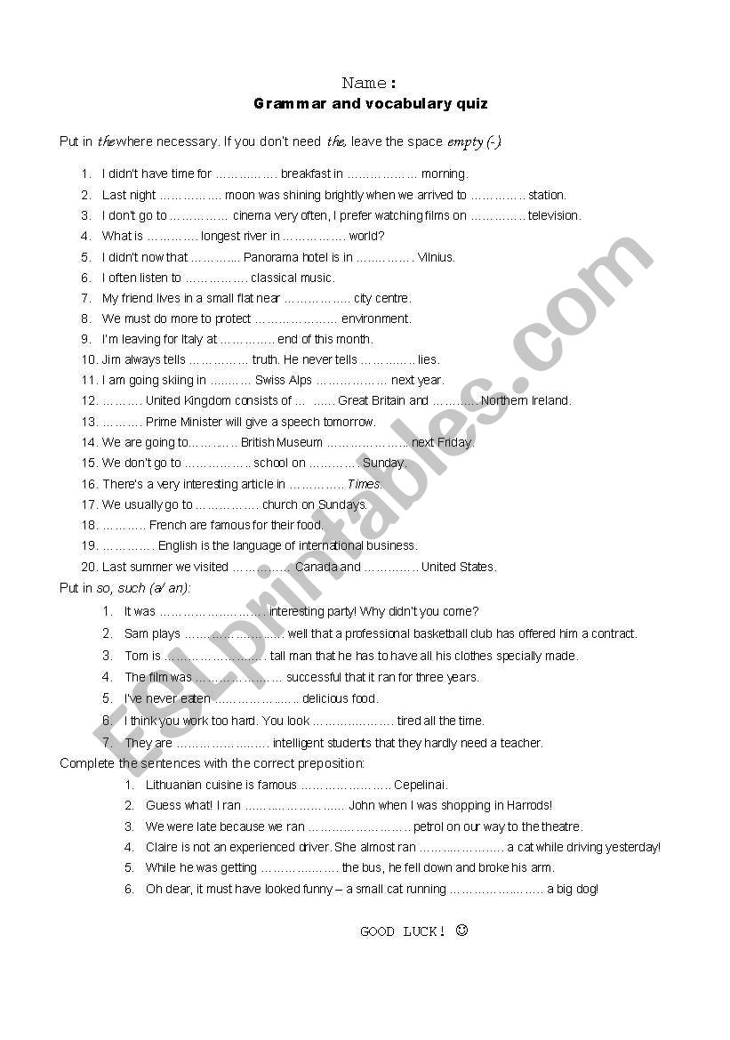 Articles and not only worksheet