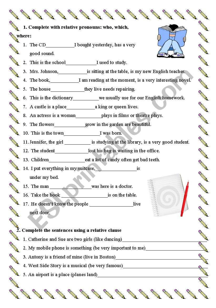 relative pronouns worksheet