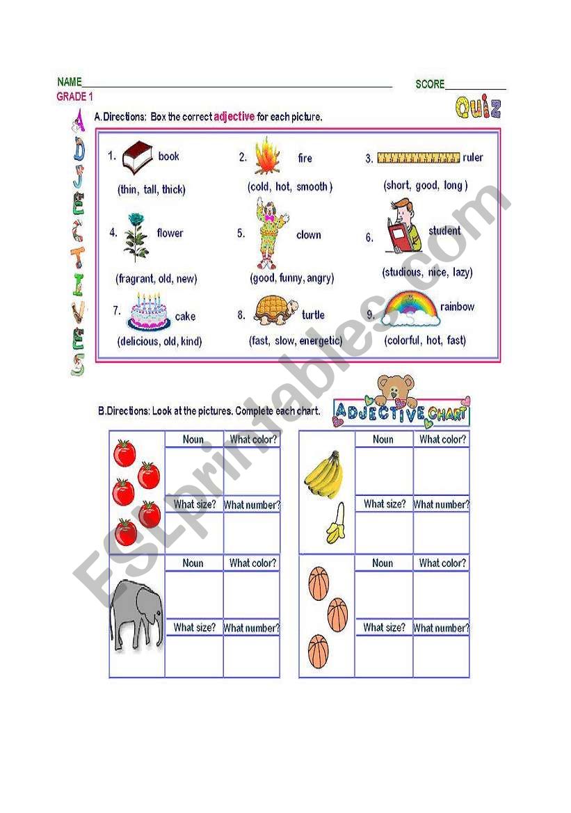 Adjectives worksheet