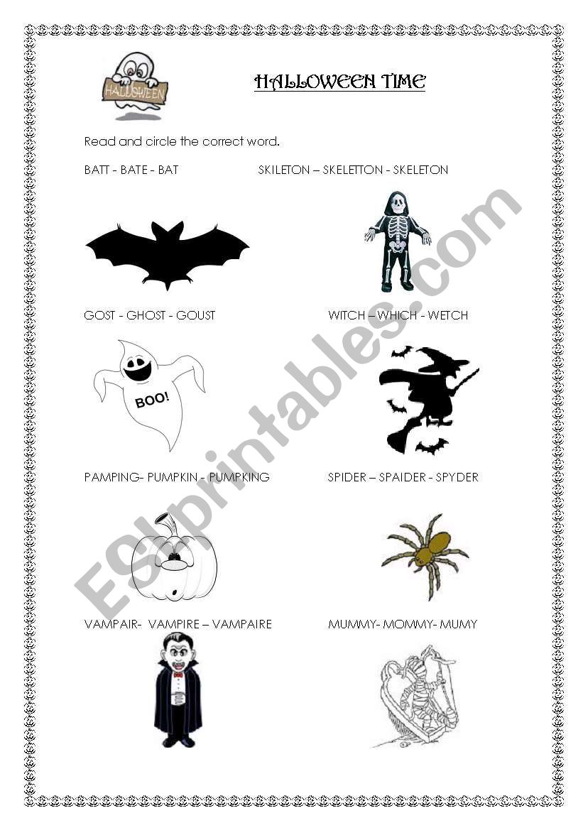 Halloween spelling worksheet